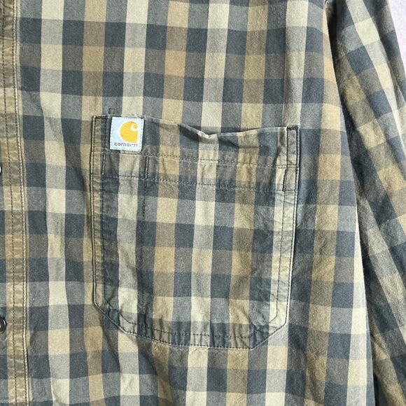 Carhartt Shirt Mens 3XL Green Plaid Workwear Relaxed Fit Button Down Outdoor - Picture 3 of 11
